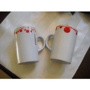 2 Starbucks Coffee Cup Mug 2012 Christmas Holiday String of Red Ornament